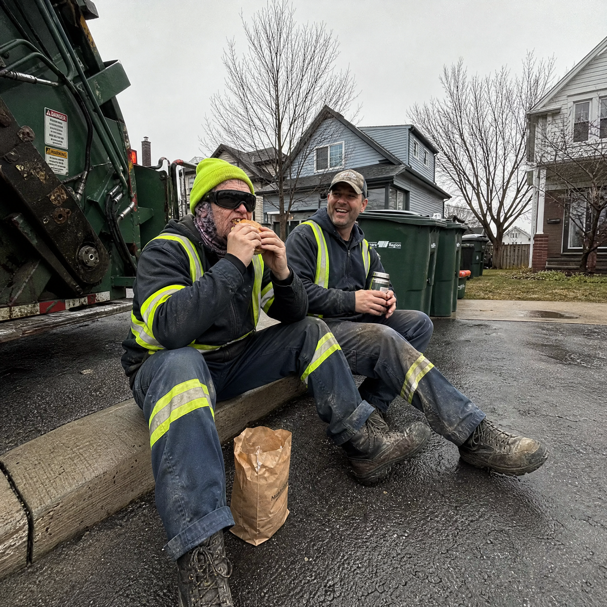 Lunch break on the curb