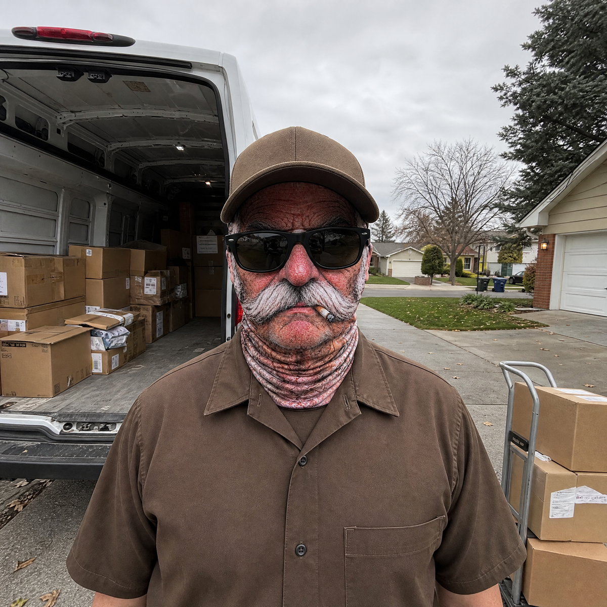 Frosty Face Delivery Mask - Moustache Mario