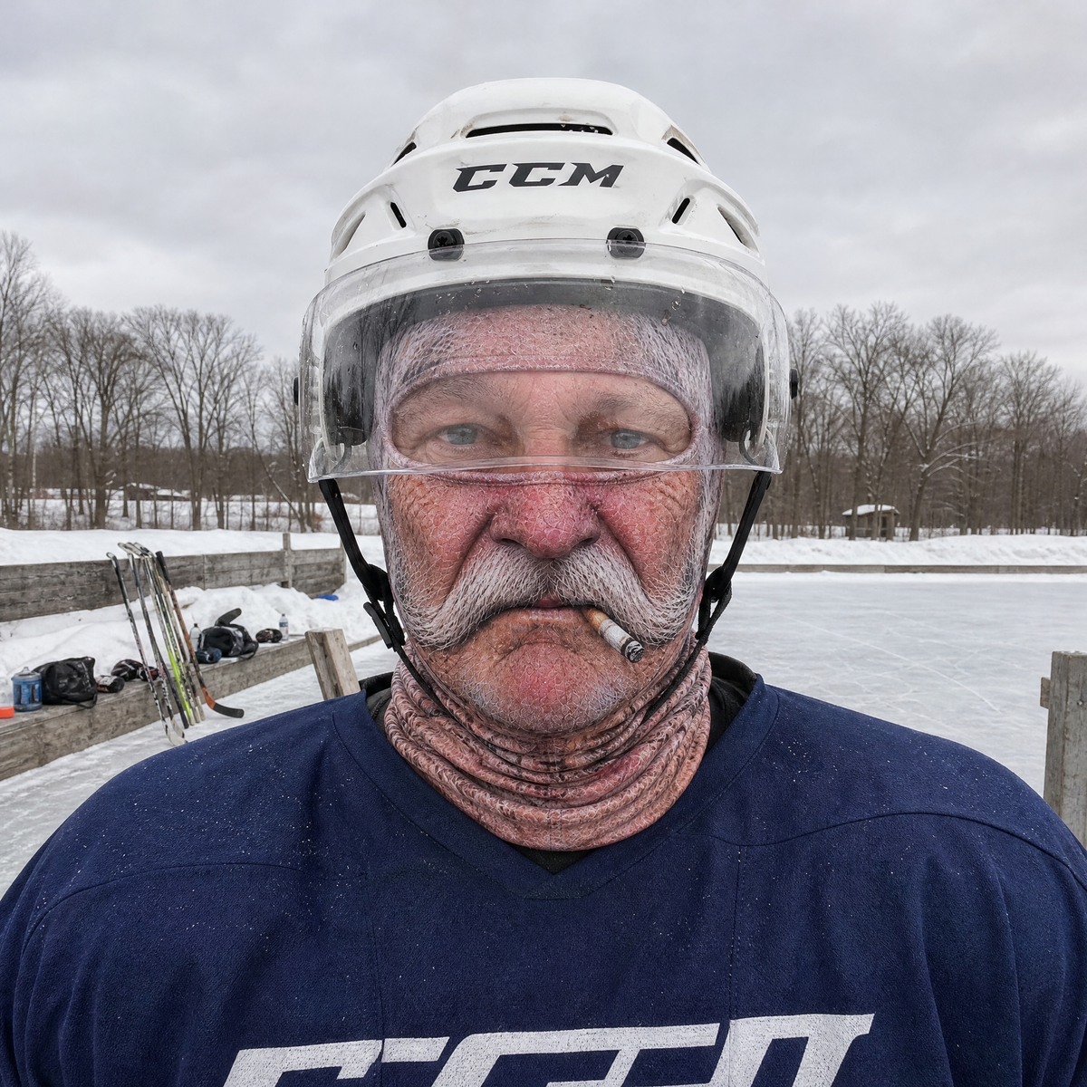 Frosty Face Hockey Mask - Moustache Mario